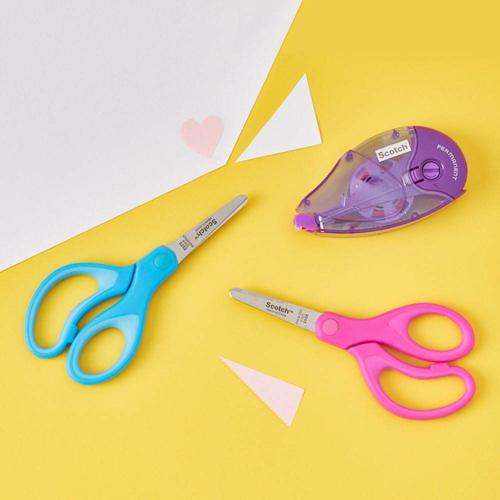 3M 스카치 어린이 유아용 안전 양손가위 블루 핑크 5인치