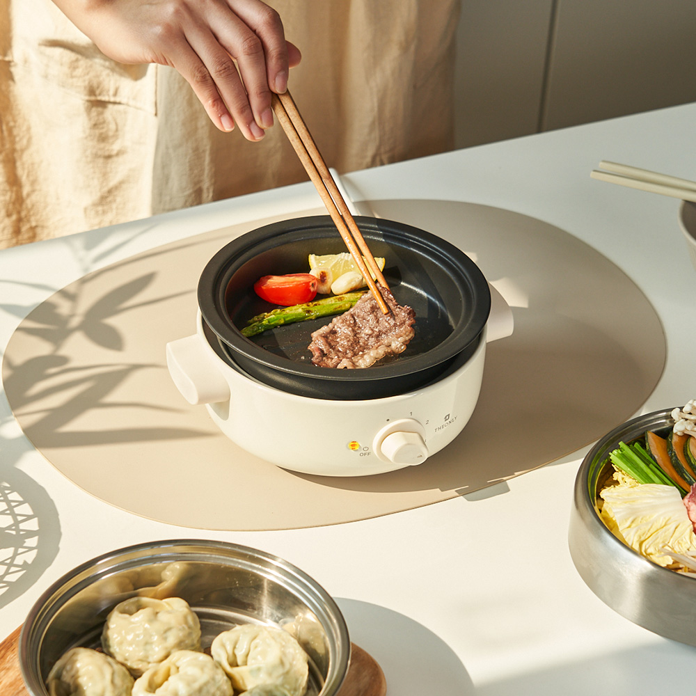 [1차 예약판매] 디온리 올스텐 4in1 분리형 계란찜기 멀티쿠커 전골냄비 전기그릴 라면포트 NJM221CW