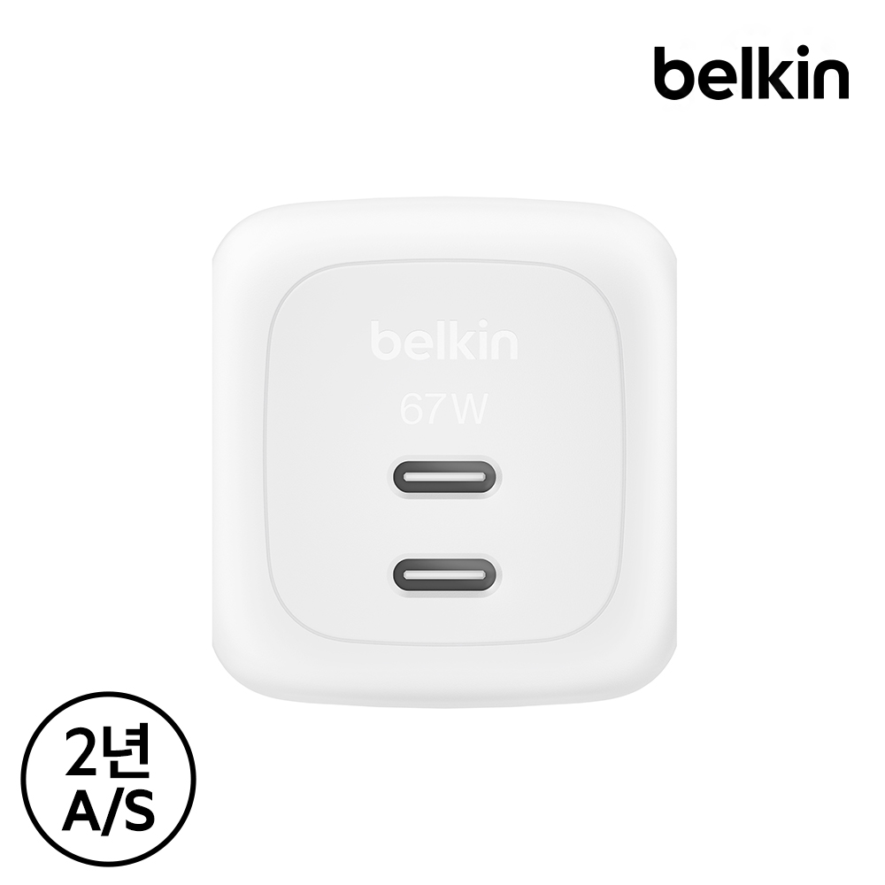벨킨 67W 듀얼 C타입 GaN ZSP 초고속 충전기 WCH020 아이폰17 16 호환