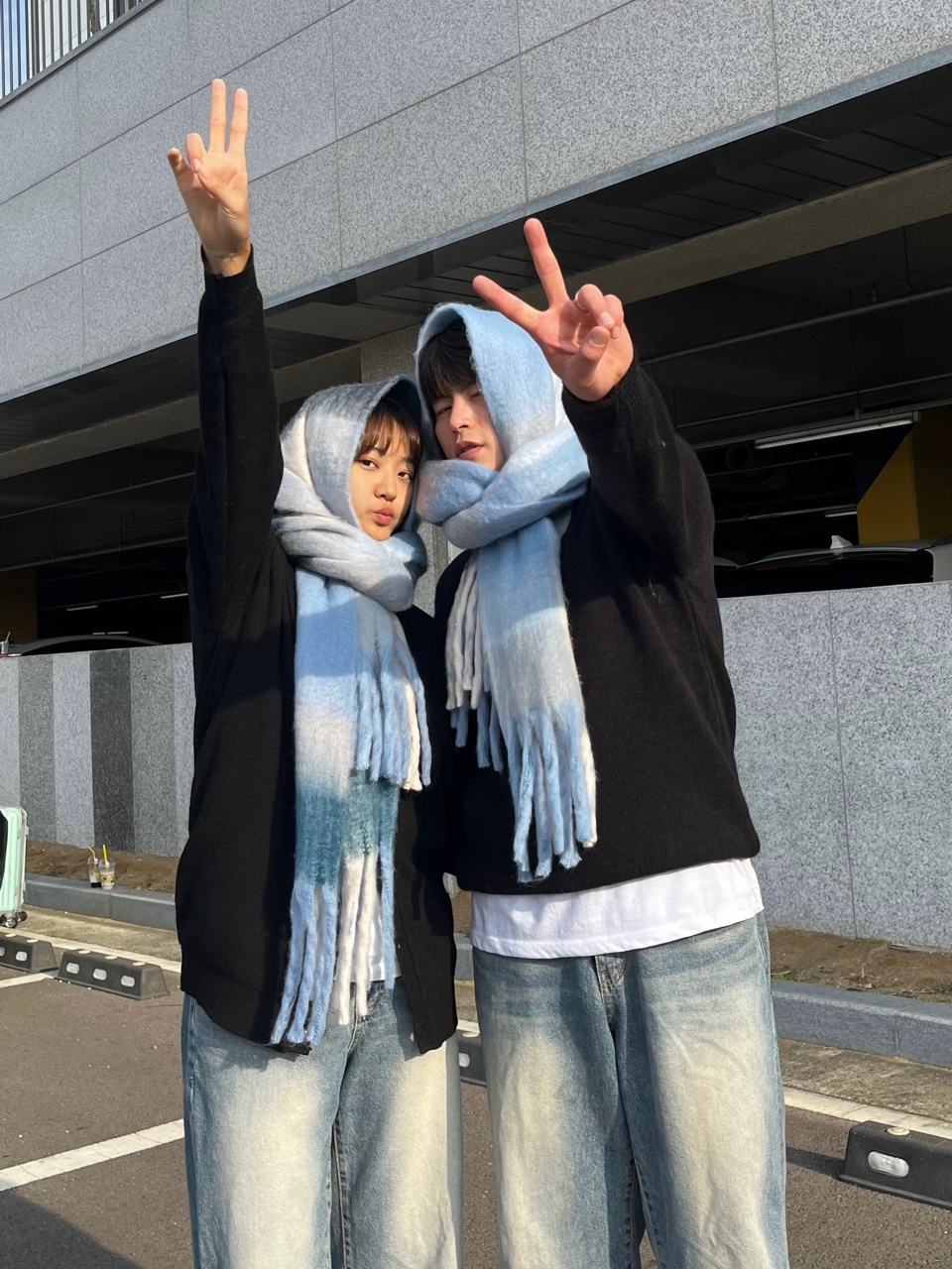 커플머플러 체크목도리 빅머플러 두꺼운목도리 목돌이