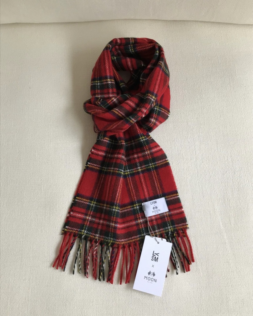 [일부당일] 러브유쏘머치 아브라함문 체크 머플러 울100 문 체크 목도리 (7c)