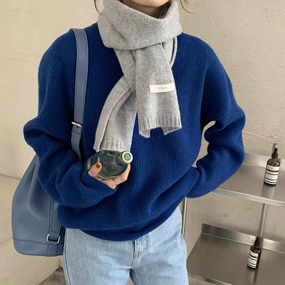 숏 쁘띠 무지 머플러 니트 목도리 남자 여자 커플