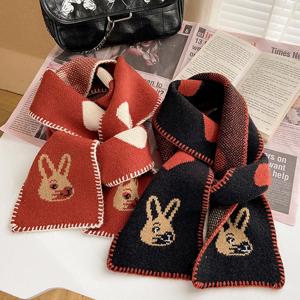 쁘띠 머플러 여자 울 목도리 미니 숏 니트 머플러