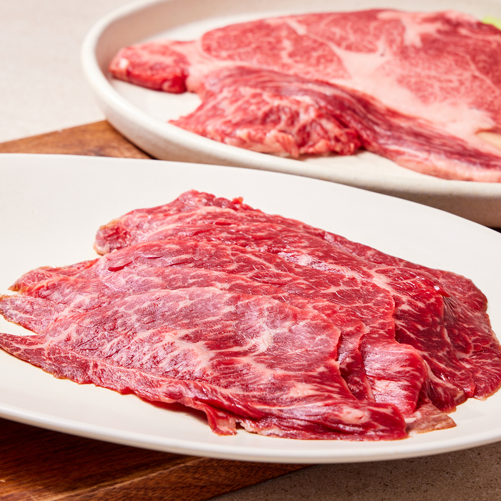 ++1 No.9등급 한우 눈꽃로스구이 모듬 200g+200g 소고기 구이용