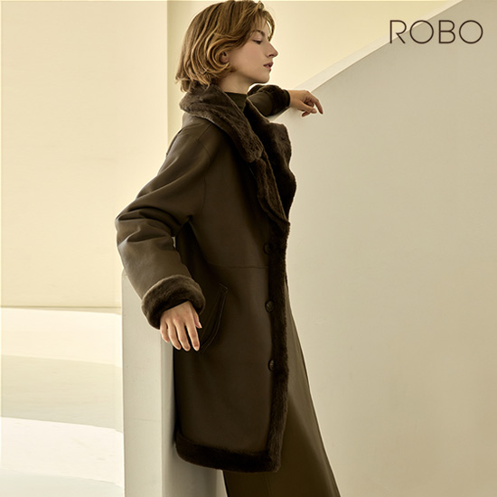 [로보] 스페인 리버시블 싱글버튼 카라 하프 무스탕 코트 CSC24D190