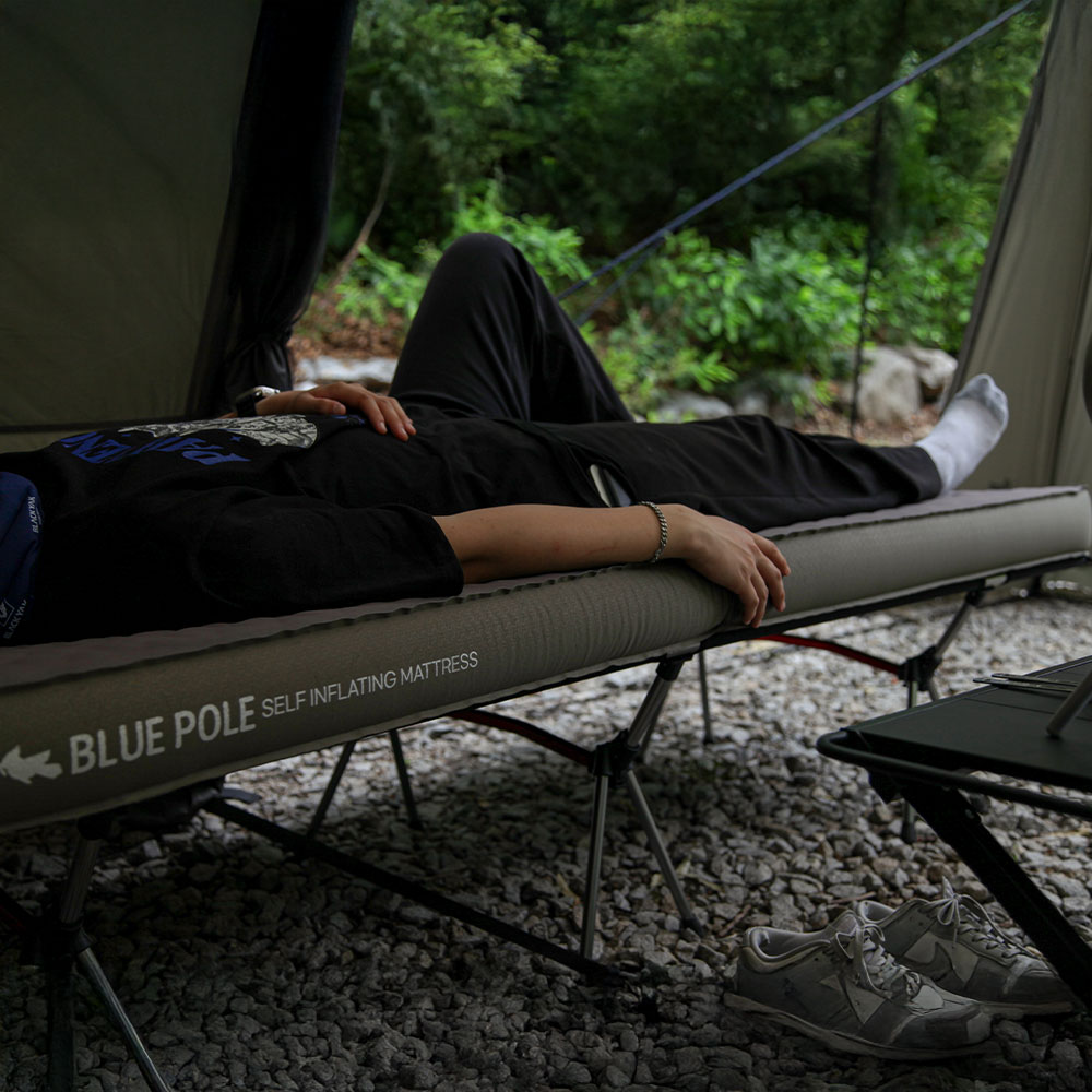 블루폴 슈링크 사입식 자충매트 10T 빌트인 에어펌프 내장 충전식 싱글, 10cm, 카키