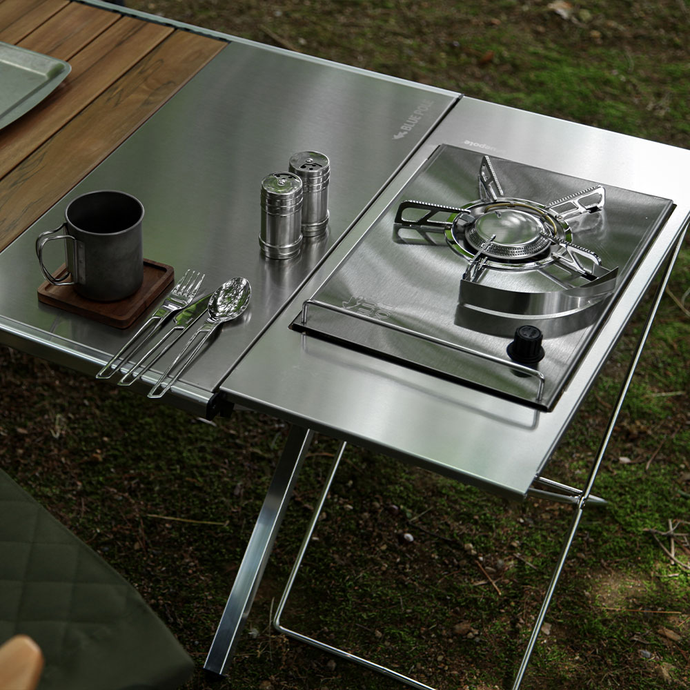 블루폴 버디 테이블 폴딩 IGT 실버스텐 캠핑 사이드 보조 테이블 장작 선반 플랫버너 호환