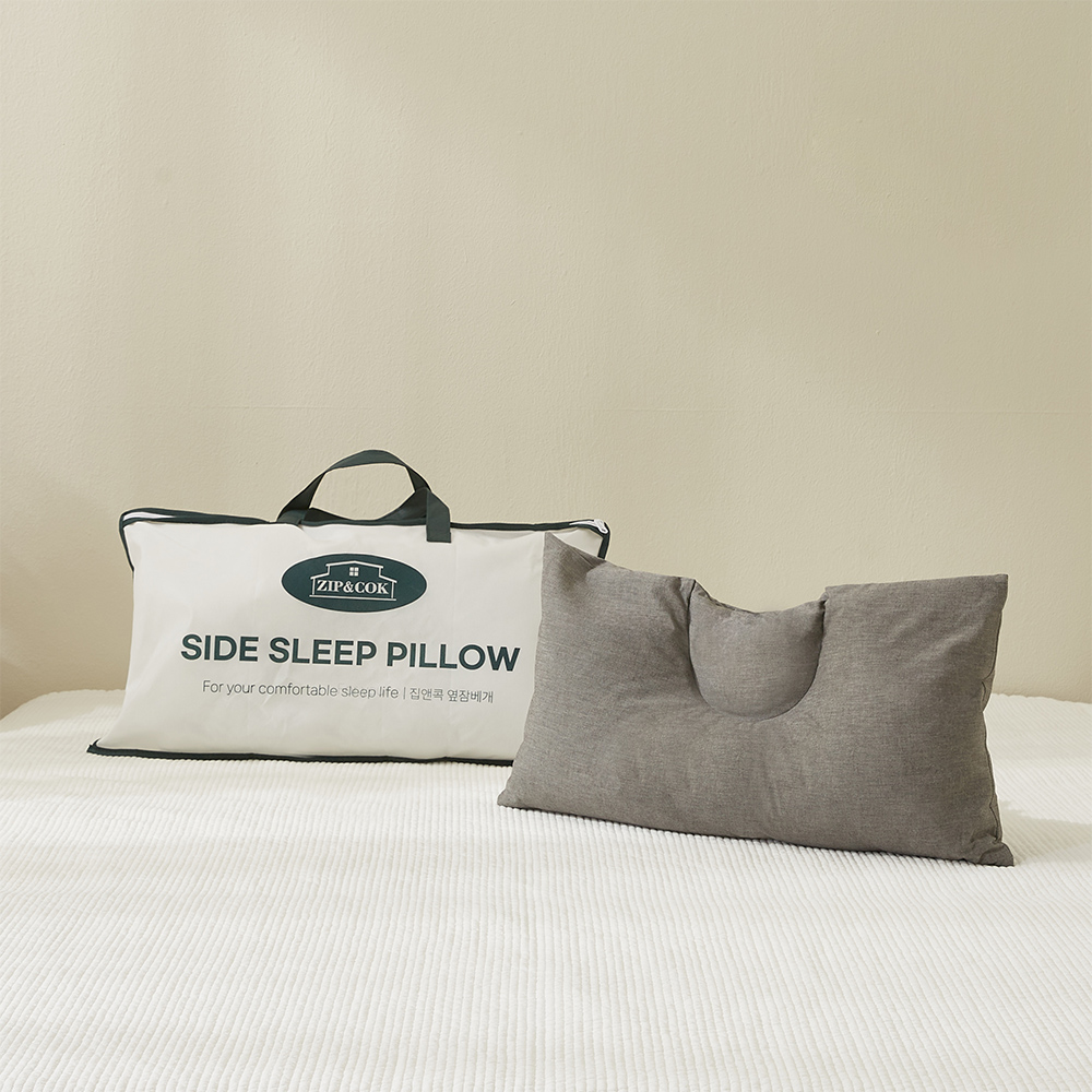 집앤콕 베개 일자목 거북목 목디스크 옆으로도 편한 경추베개 그레이, 30x60