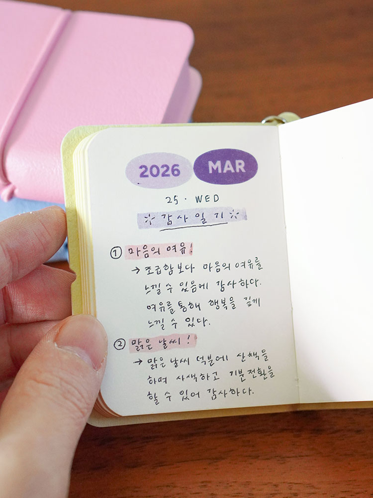 작고 귀여운 이야기 미니 키링 다이어리, 감사일기와 만년필이 함께하는 무지노트 추천!