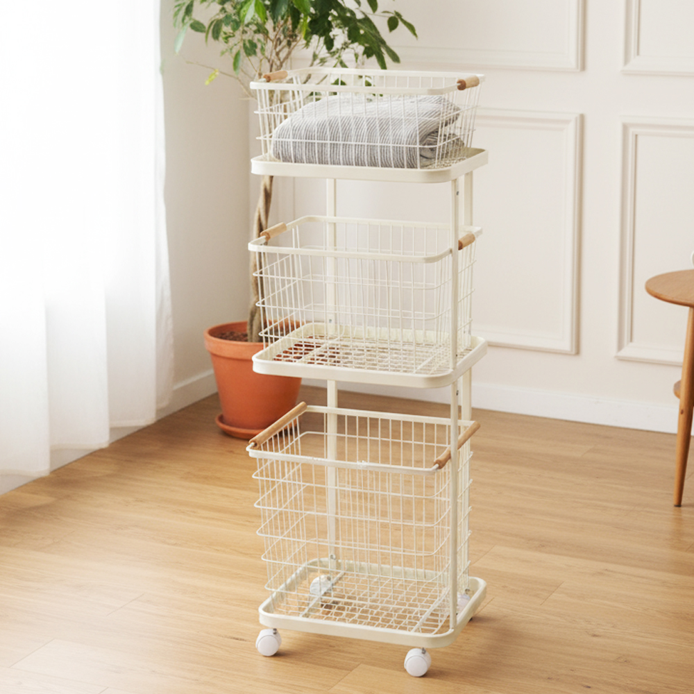 집에서 편하게 쓰는 이동식 3단 빨래바구니, 정말 유용하네요!