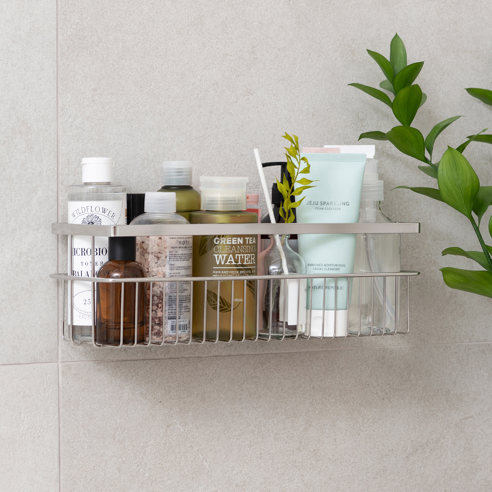 쉽고 깔끔하게 욕실 정리하는 방법, 강력한 접착식 선반 추천!