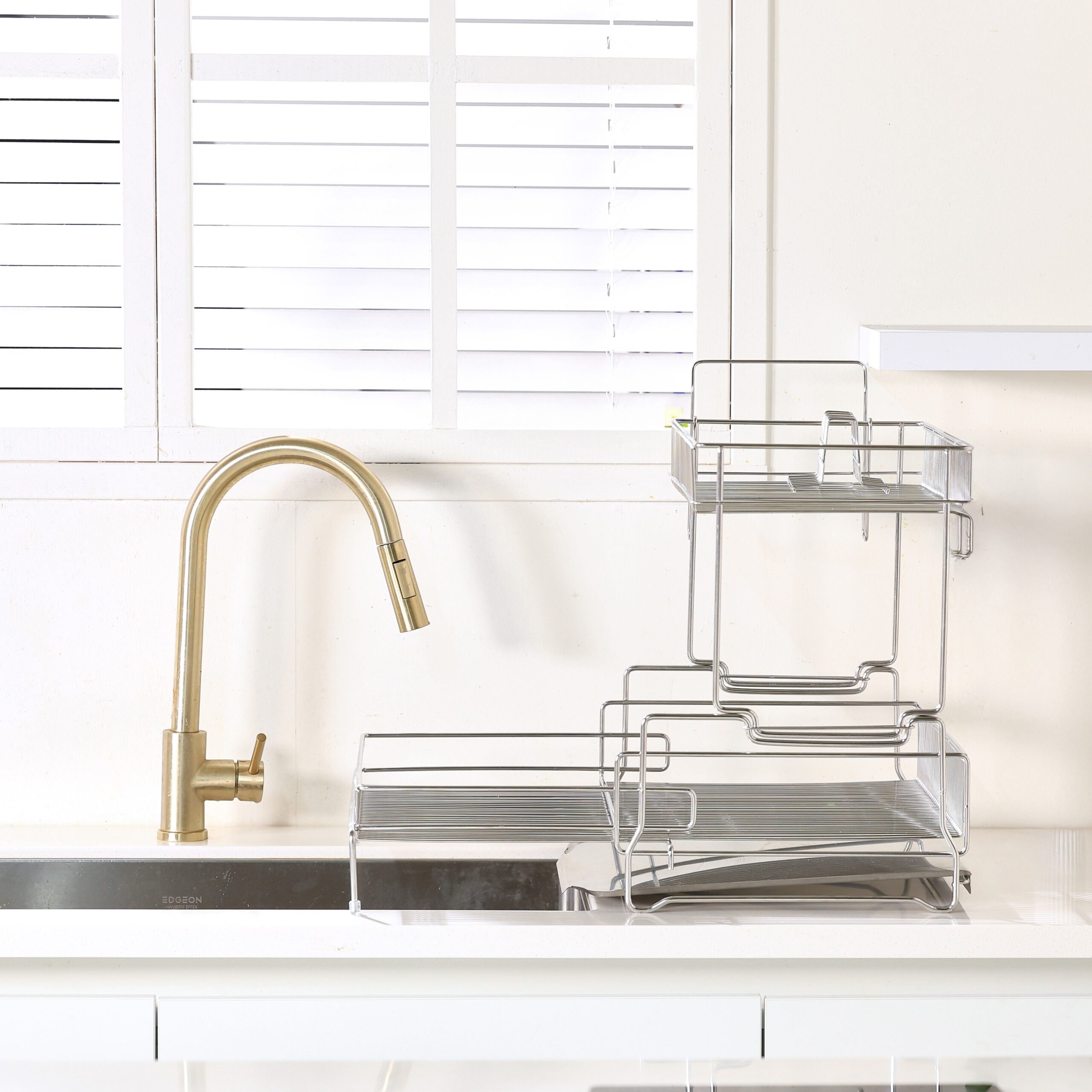 공감스토어 확장형 식기건조대 올스텐304 자동 물빠짐 대용량 서랍형 그릇정리대 3단 풀세트