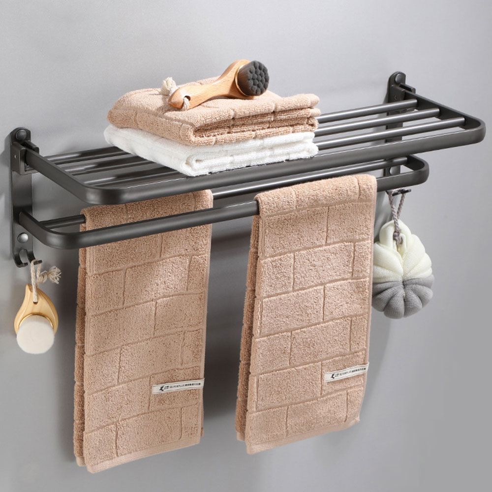집안 욕실을 깔끔하게! 은회색 무타공 수건걸이 선반 추천