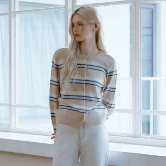 [클라비스] 울100 멀티 스트라이프 가디건_CVCKG1101M