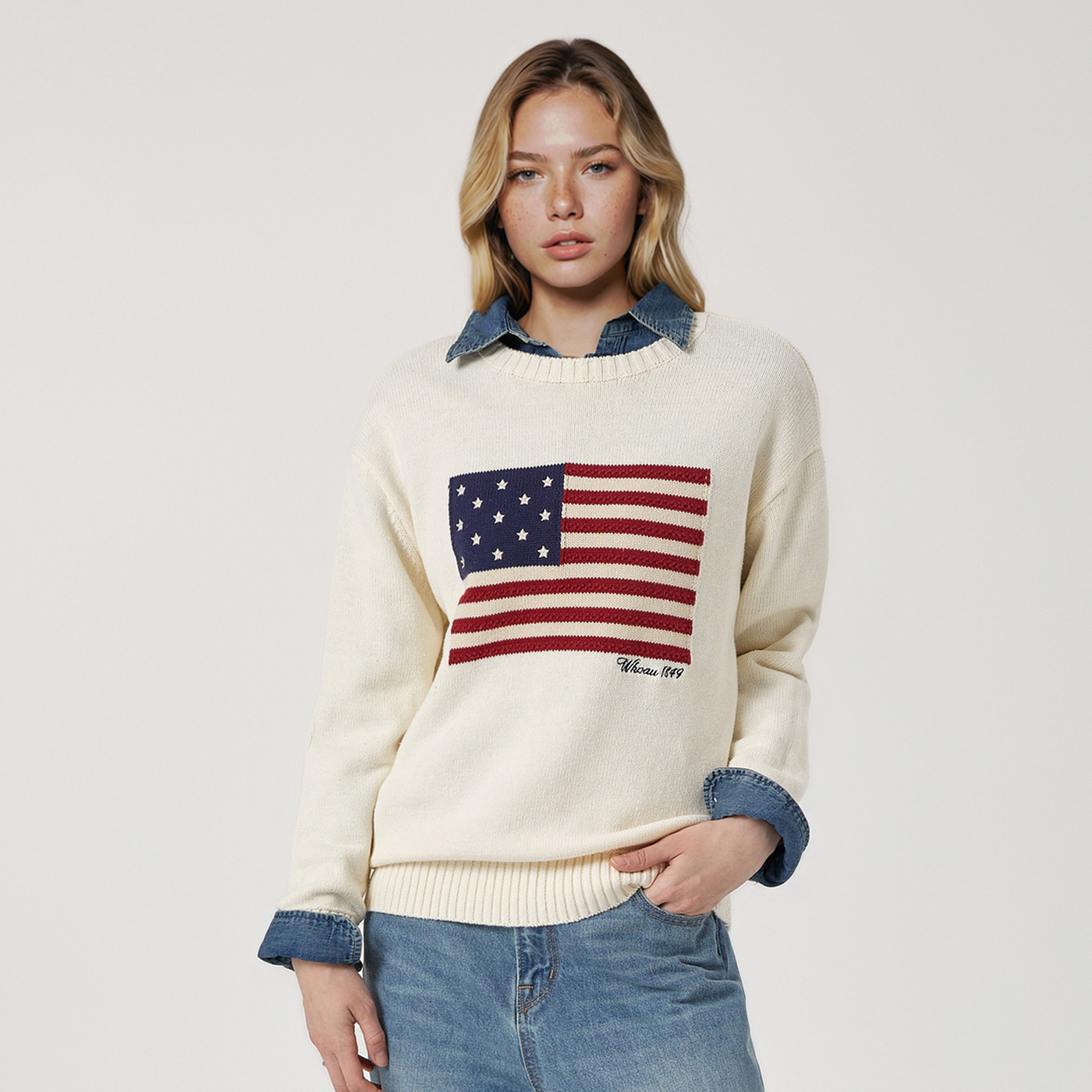 [후아유] 아메리칸 플래그 인타샤 풀오버(공용) / WHKAG1292U