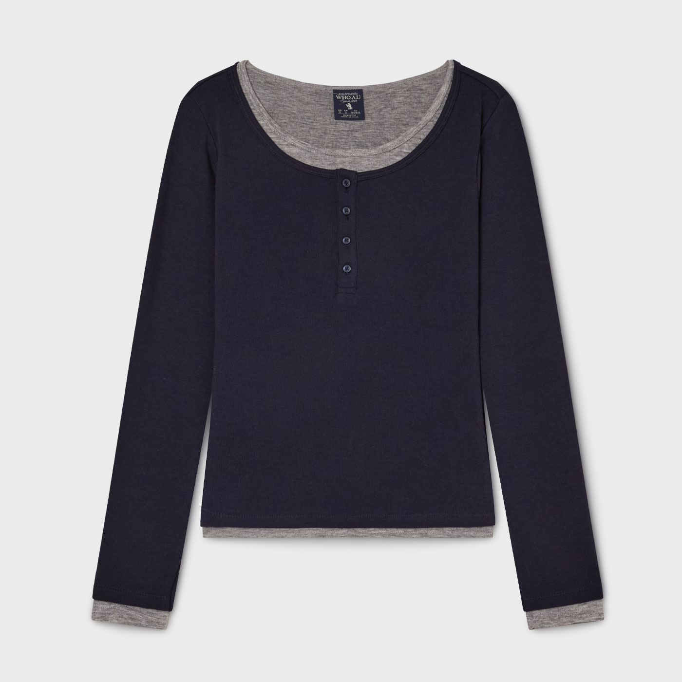 [후아유] 레이어드 헨리넥 긴팔티(여성) / WHLAG2283F