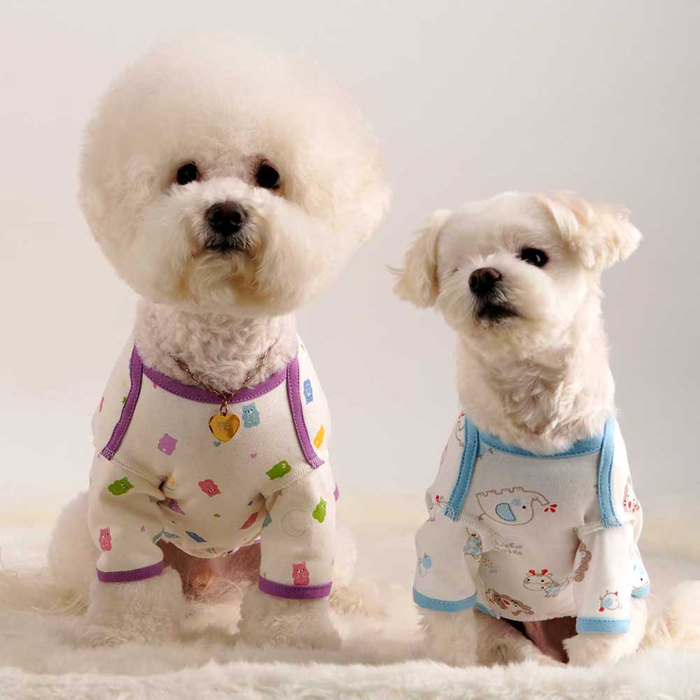 강아지옷 오가닉 반팔 순면 가디건 꿀잠 내복 실내복 애견 잠옷 미니비스켓 XS