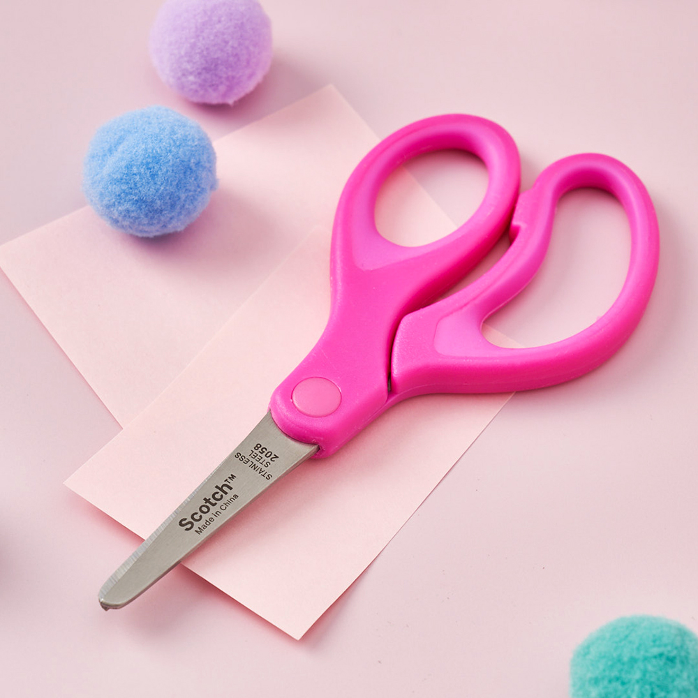3M 스카치 어린이 유아용 안전 양손가위 블루 핑크 5인치