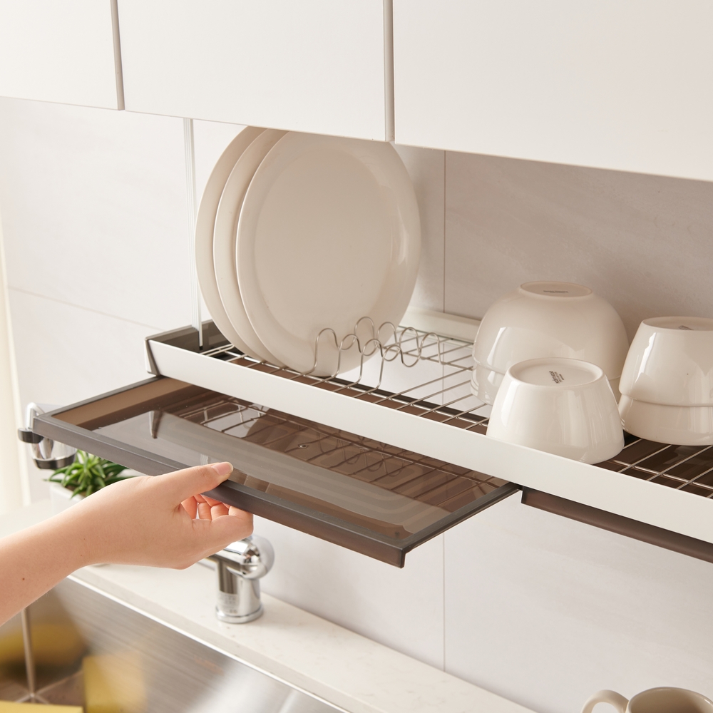 퓨어셀 시그니처 부착식 식기 건조대 주방 싱크대 부착형 상부장 그릇 설거지 선반 800