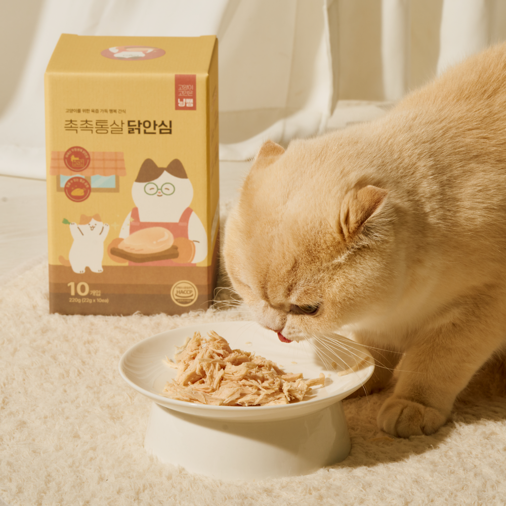 냥쌤 촉촉통살 고양이 간식 닭고기 생선 안심 아기 저염간식 특식 닭안심, 22g, 40개