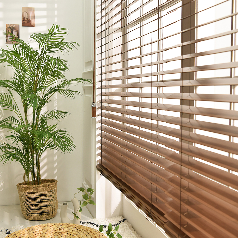 아라크네 라운드 우드 블라인드 암막 오동나무 원목 거실 베란다 창문 40x40