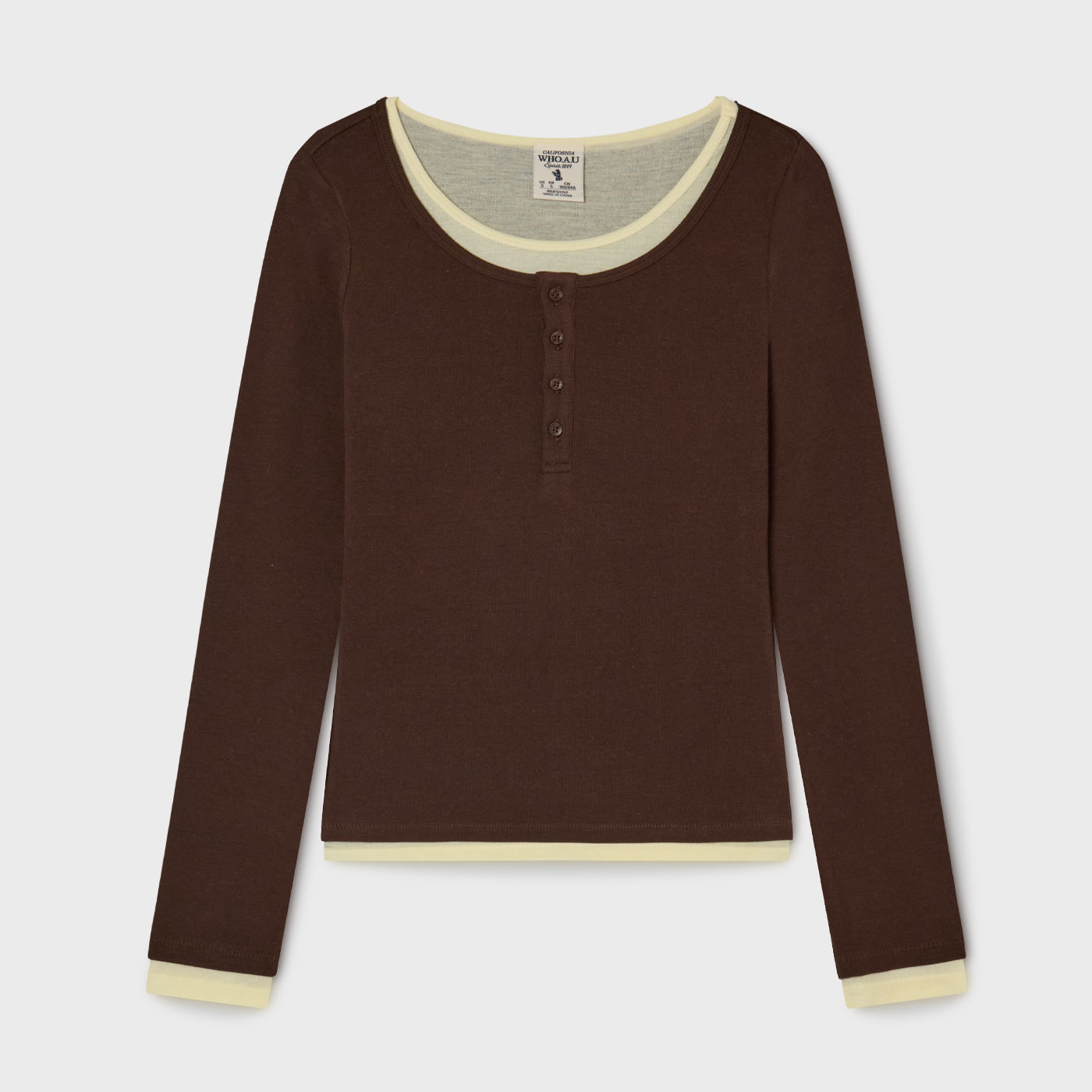 [후아유] 레이어드 헨리넥 긴팔티(여성) / WHLAG2283F