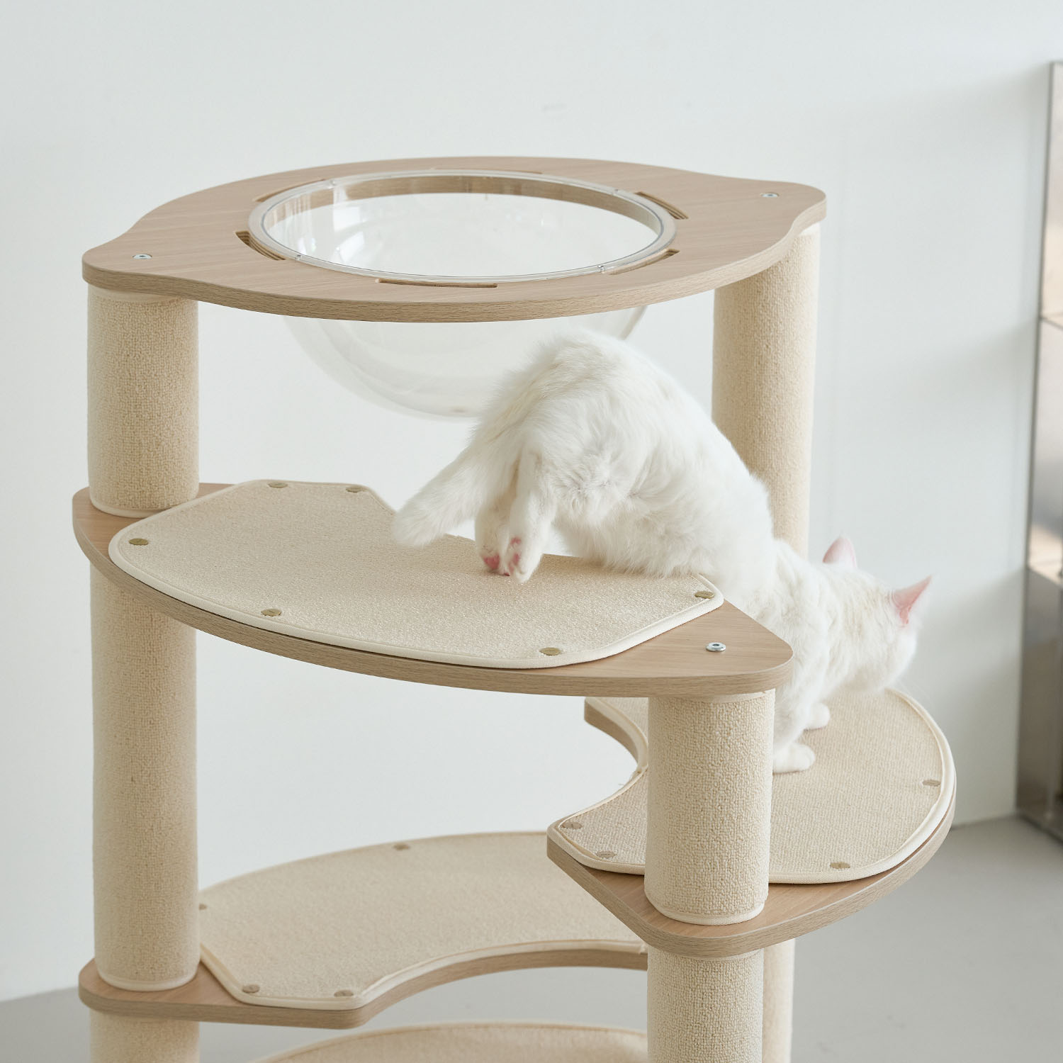 세이펫 4단 캣타워 스누즈T4 기본타입-원형바닥판 스크래쳐+기본스텝