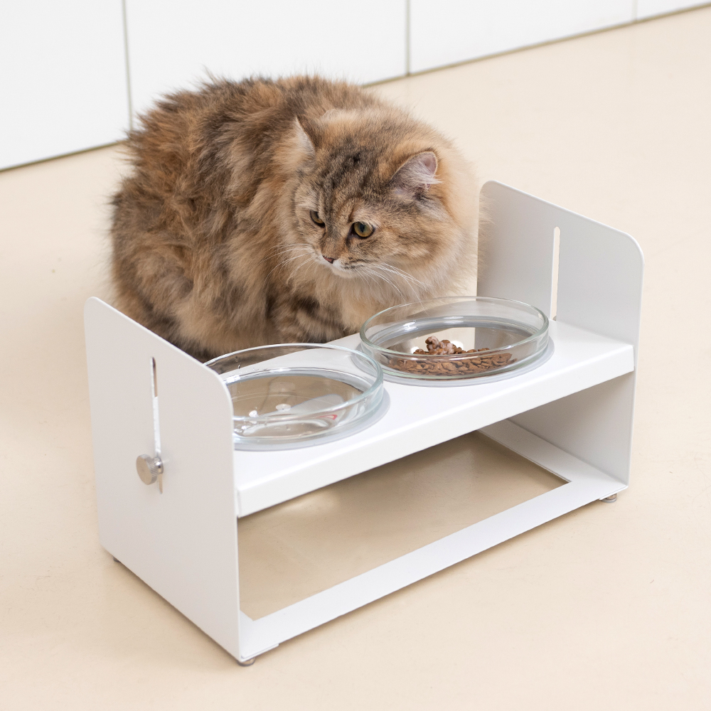 펫코본 강아지 고양이 밥그릇 높이조절 각도조절 철제 프레임 도자기 2구