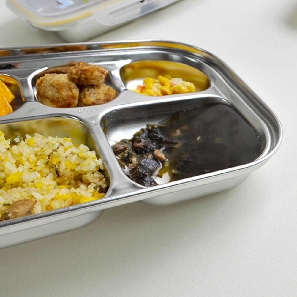 키친유 부릉부릉 아기 스텐 식판도시락 가방세트 레이저 유아 식판 어린이집 자기주도 식기