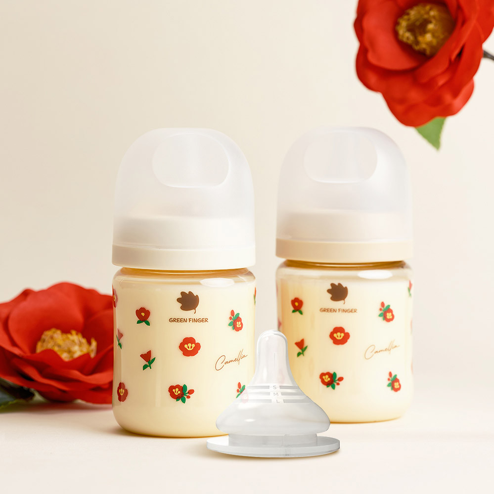 그린핑거 베베그로우 PPSU 젖병 트윈팩 크림&베이지 160ml (노꼭지)+젖꼭지 2개 세트