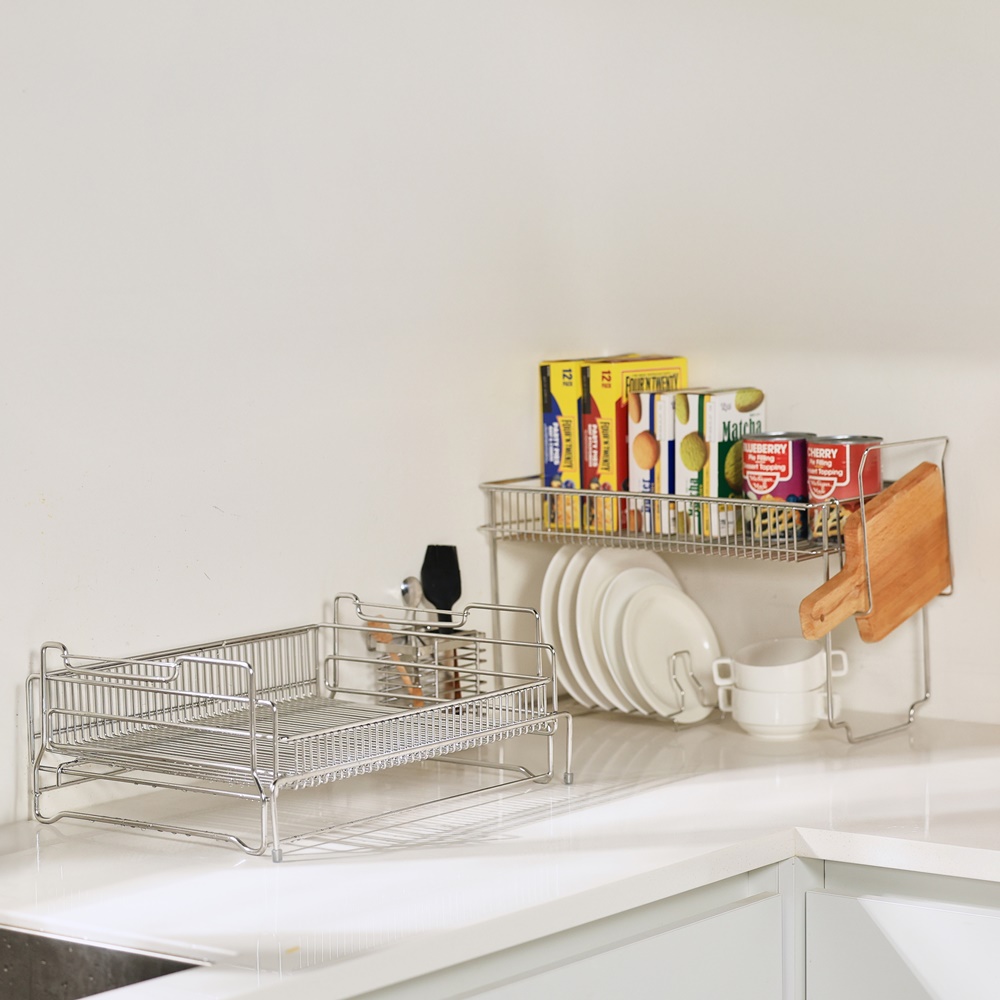 공감스토어 확장형 식기건조대 올스텐304 자동 물빠짐 대용량 서랍형 그릇정리대 3단 풀세트