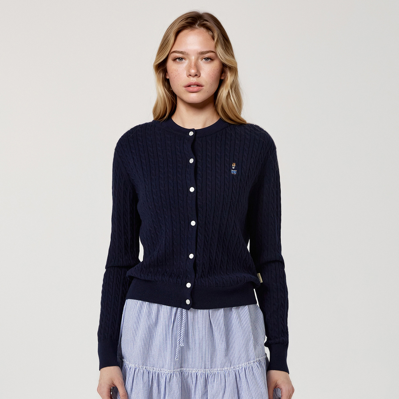 [후아유] 스티브 하이게이지 코튼 케이블 가디건(여성) / WHCKG2325F