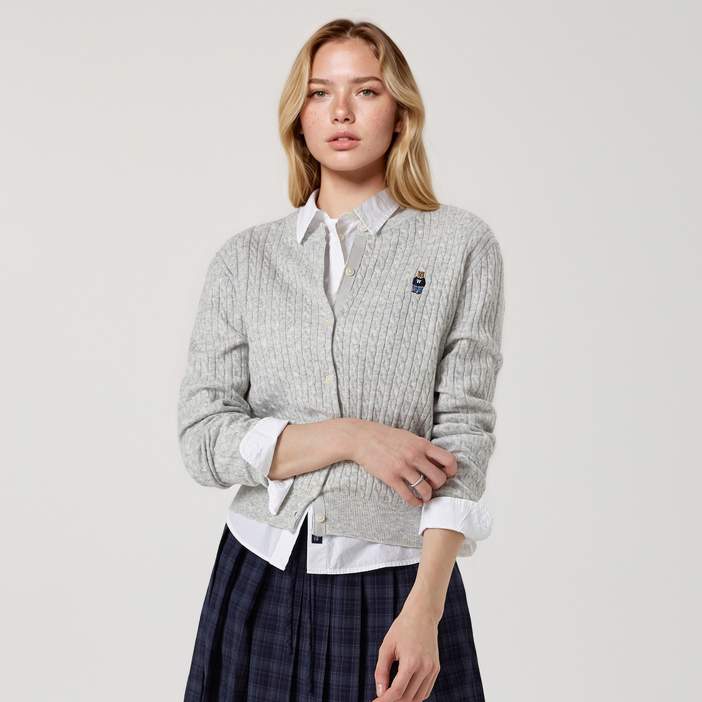 [후아유] 스티브 하이게이지 울 케이블 가디건(여성) / WHCKG1215F