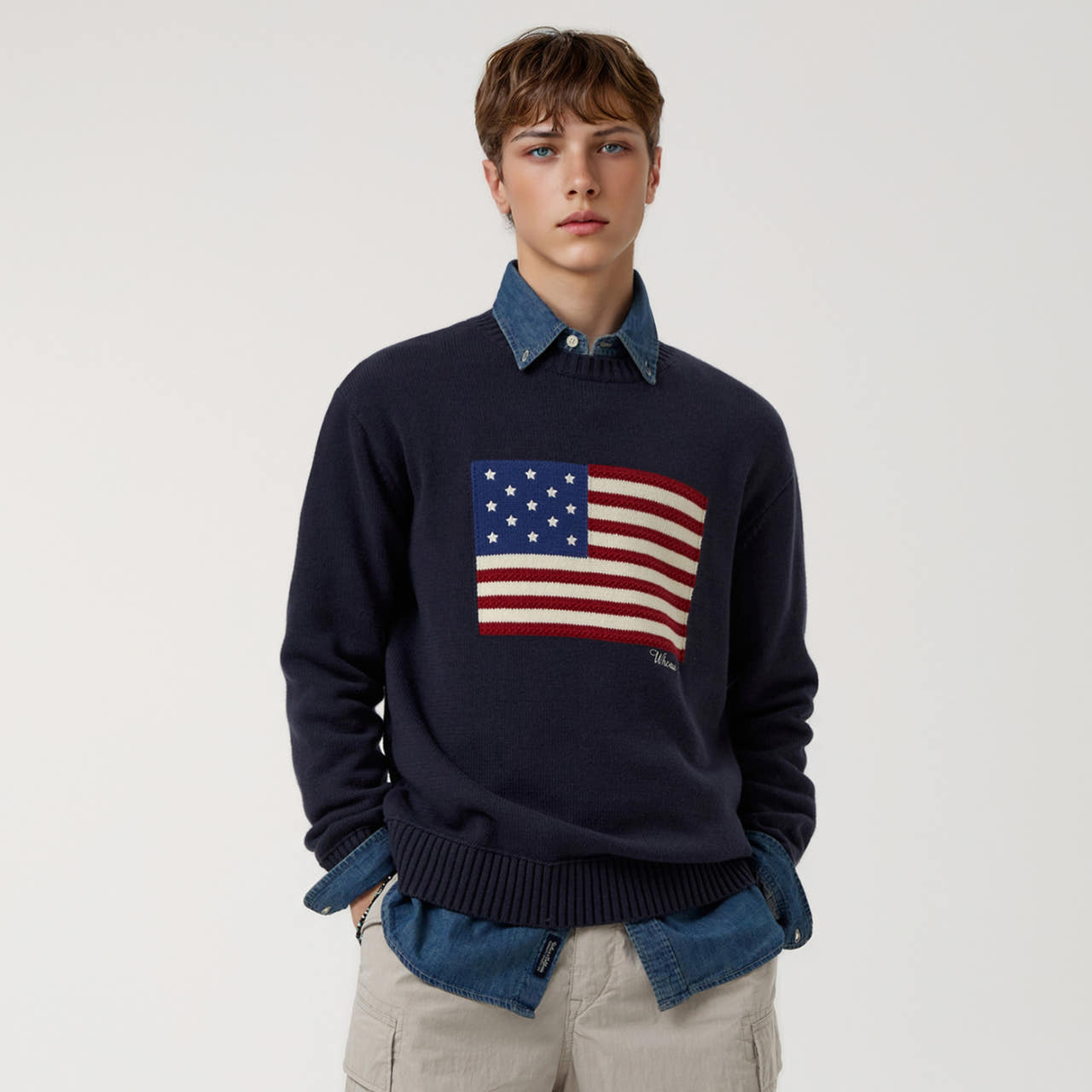 [후아유] 아메리칸 플래그 인타샤 풀오버(공용) / WHKAG1292U