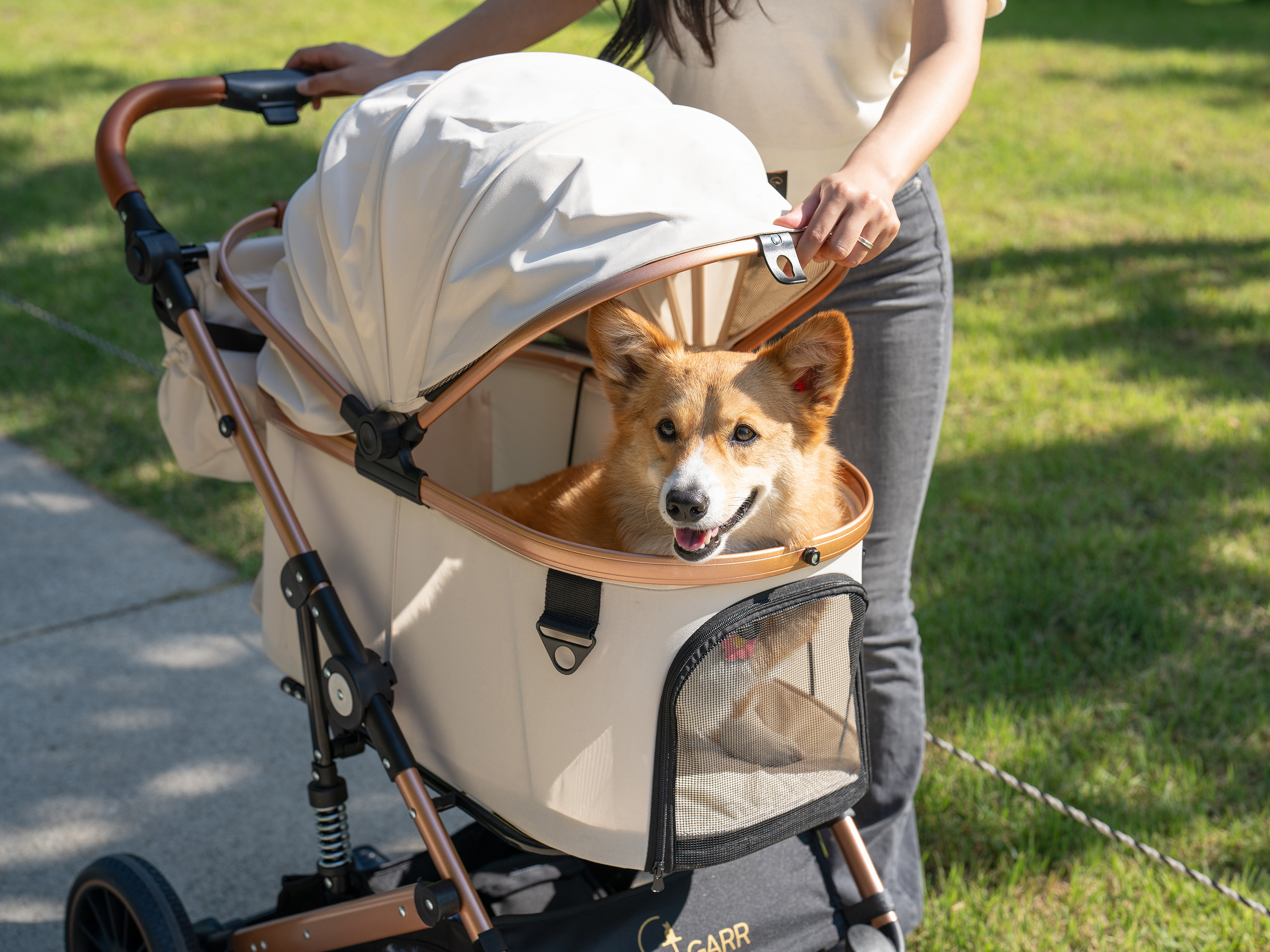 가르르 도기로버 골드 대형 강아지 유모차 개모차 애견 반려견 고양이 대형견 웨건 분리형 유모차