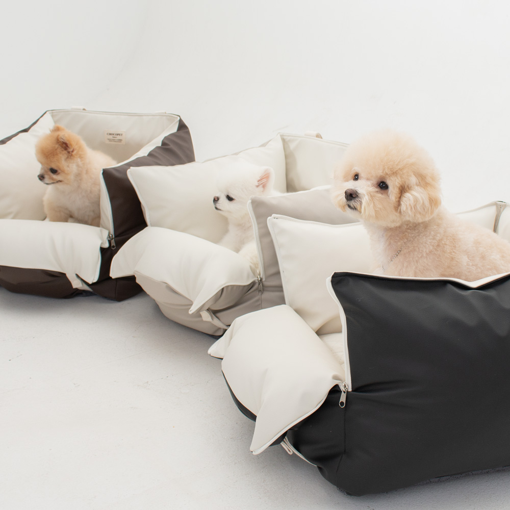 초코펫하우스 강아지 카시트 애견 차량용 소형 중형 대형 로얄 사각 카시트 아이보리, 싱글
