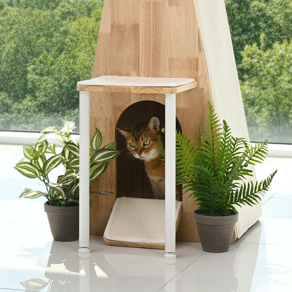 펫코본 고양이 스크래쳐 숨숨집 원목 수직 창문 캣타워 S