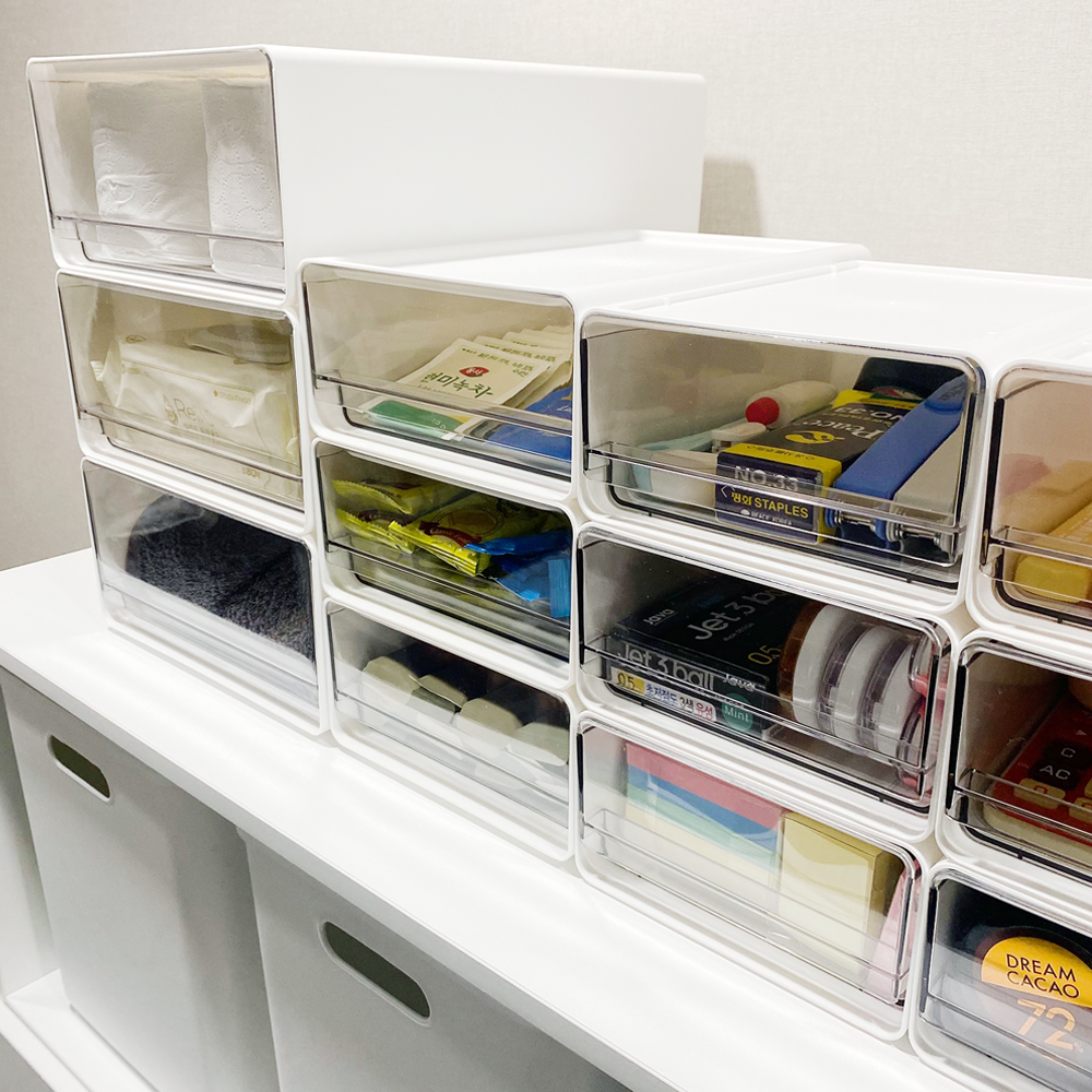코드86 서랍형수납함 투명 리빙박스 펜트리 서랍 약통 정리함 펜트리수납함 소형