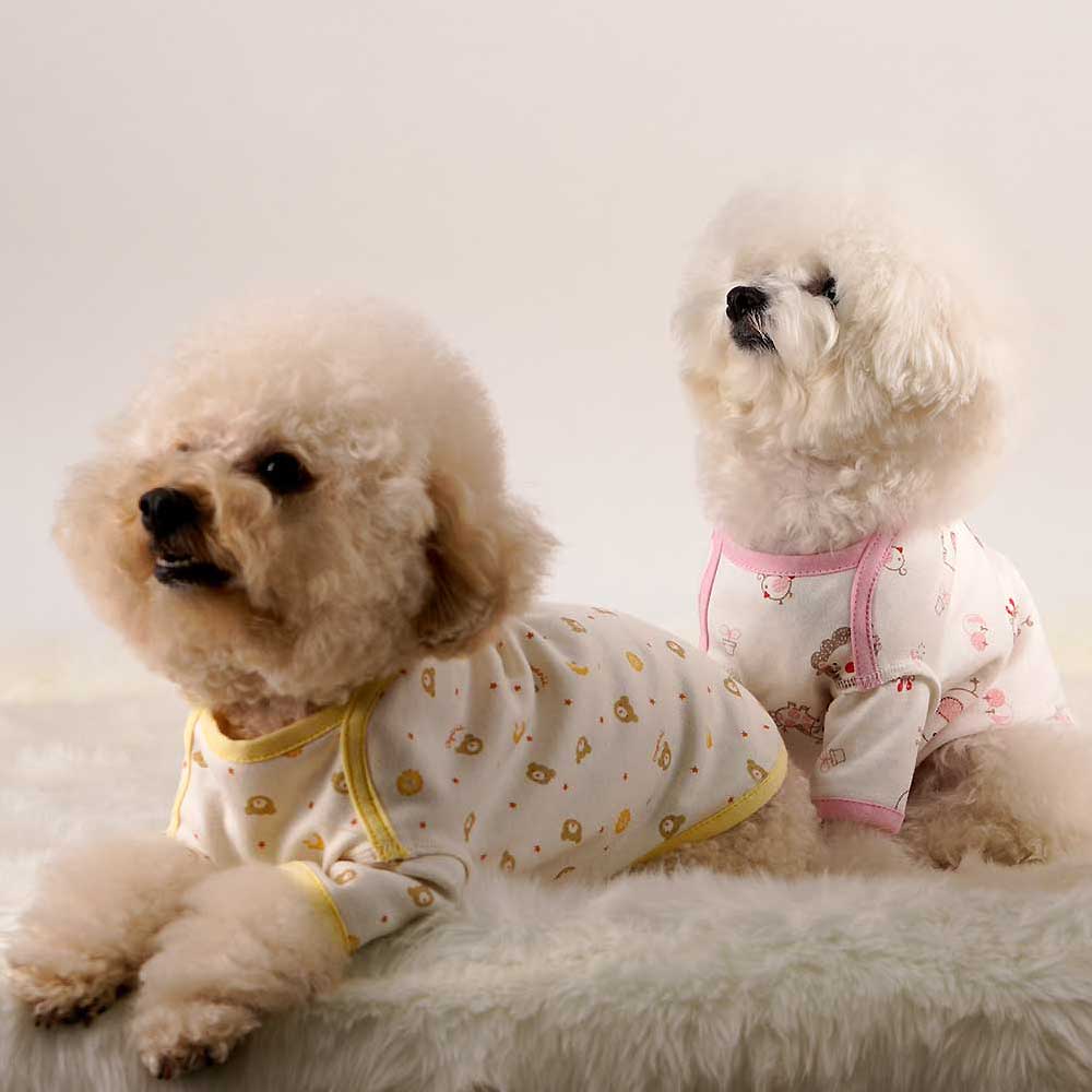 강아지옷 오가닉 반팔 순면 가디건 꿀잠 내복 실내복 애견 잠옷 미니비스켓 XS