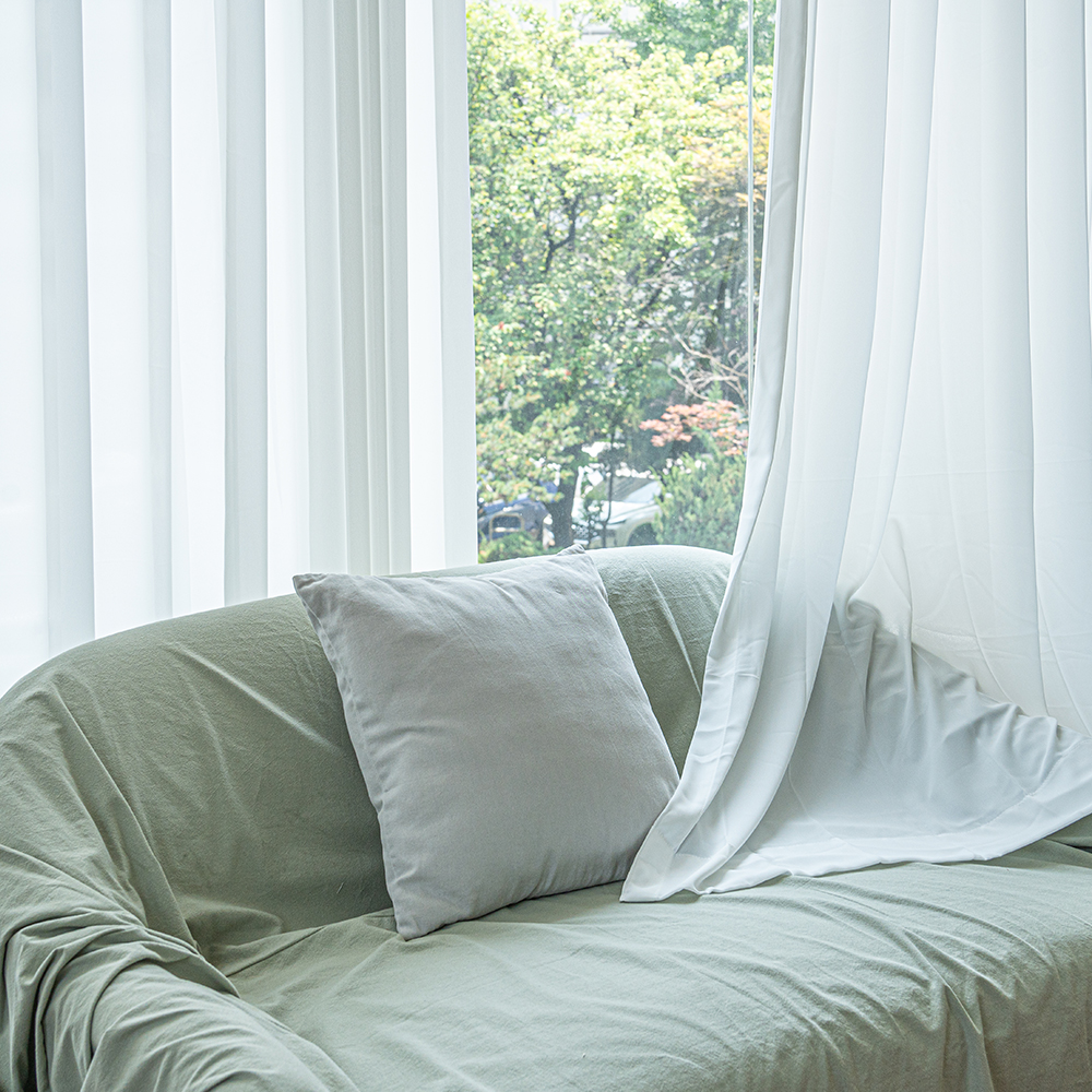 국내산 원단공장 먼지없는 퓨어화이트 나비주름 쉬폰커튼 가로60CM x 세로 250CM