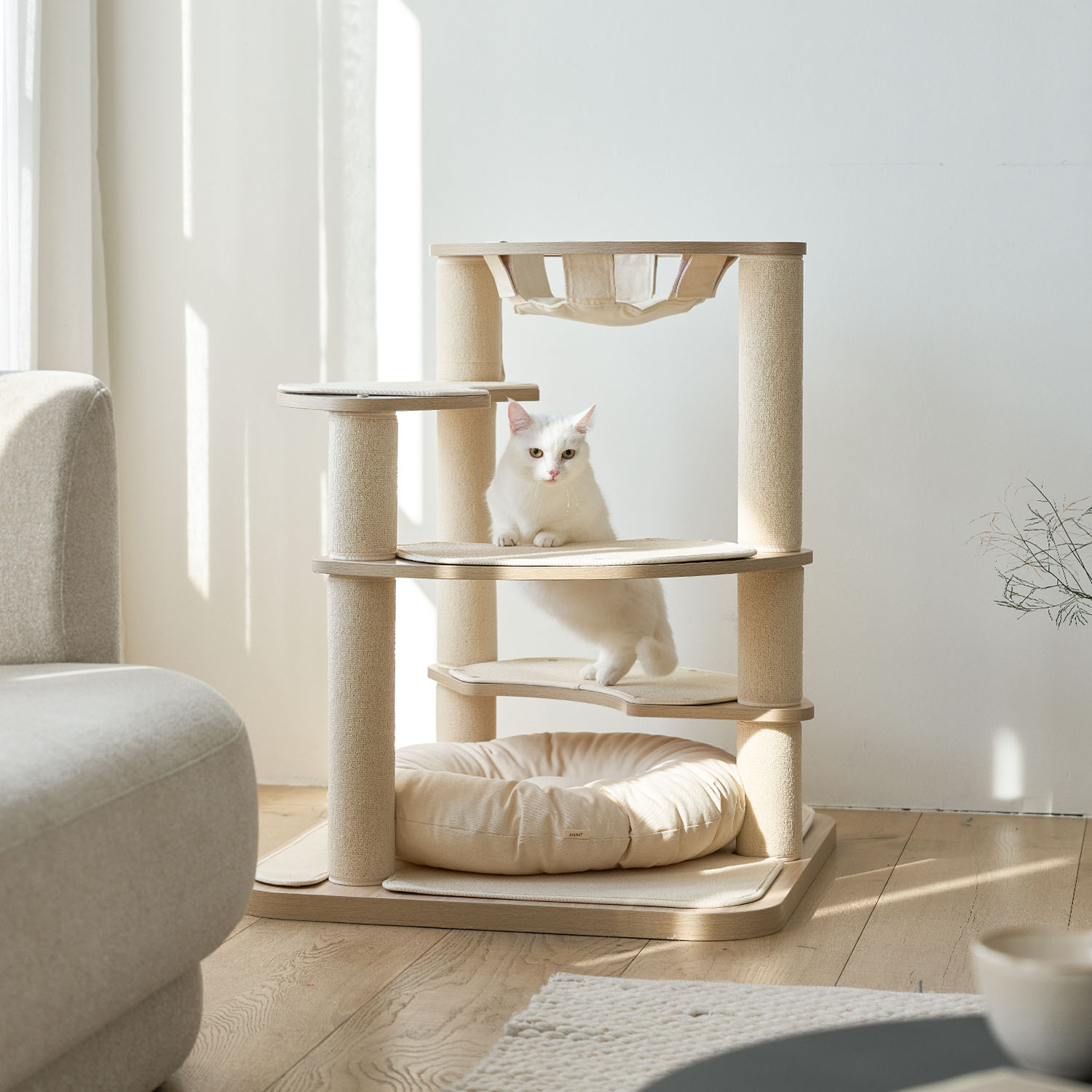 세이펫 4단 캣타워 스누즈T4 기본타입-원형바닥판 스크래쳐+기본스텝